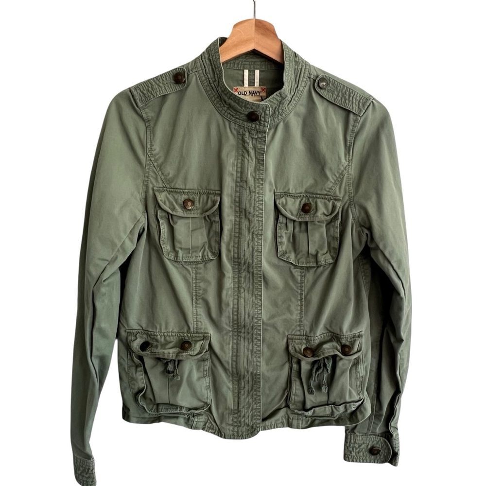 Vintage Old Navy Womens Y2K Utility Cargo Jacket Size Small Military Gorpcore